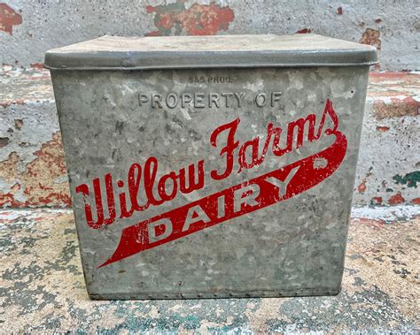 willow farm dairy metal milk boxes|Vintage Metal Milk Crate Willow Farms Dairy Westminster Md M .